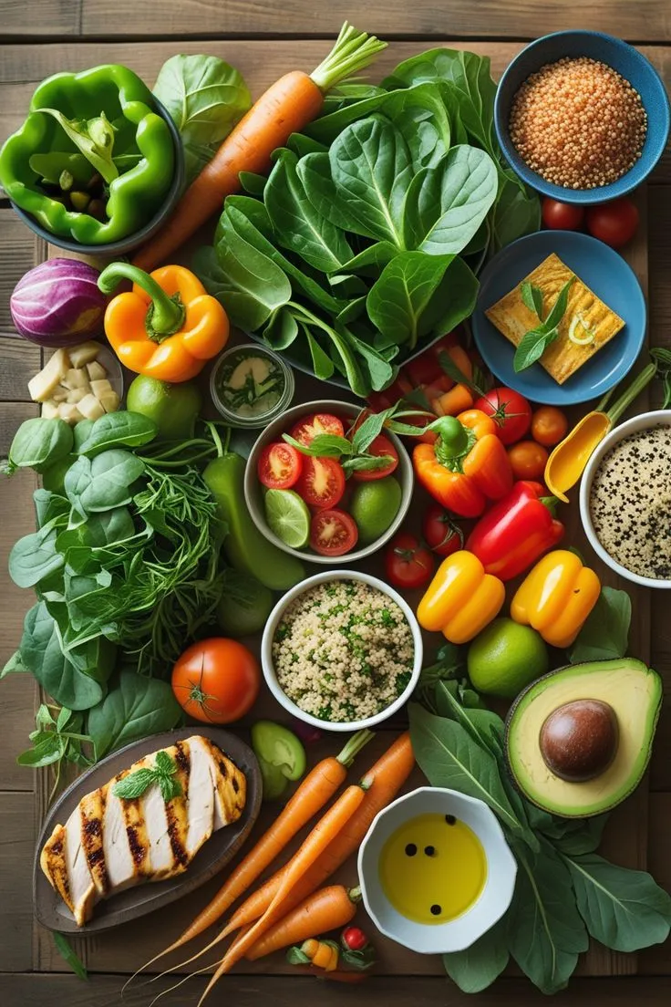 Colorful botanical ingredients in a catalog-style layout